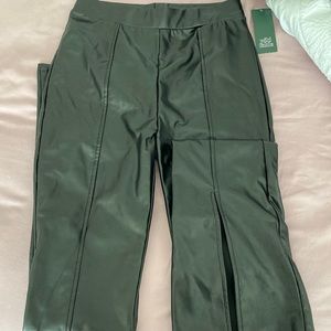 Faux Leather Flare Pants with front slit